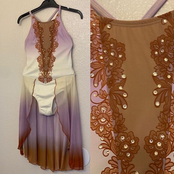 The Line up dance costume lyrical lavender brown ombre water color Cora LC/ SA - Picture 2 of 10